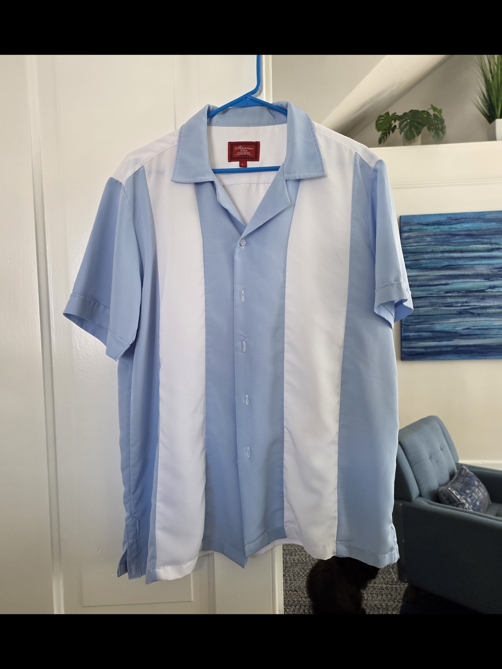 Fab Retro 50s Look Men's Short Sleeve Button Up L